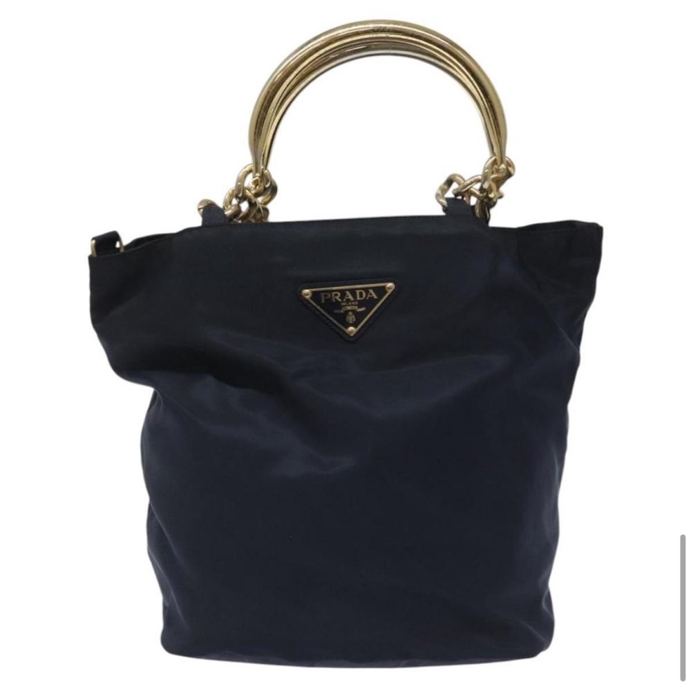 Prada Black Tote Bag with Gold Accents